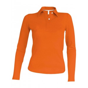 LADIES' LONG-SLEEVED POLO SHIRT, Orange <font size=1>[ENG]</font>