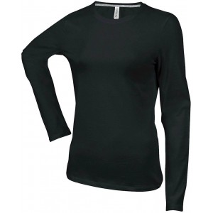 LADIES' LONG-SLEEVED CREW NECK T-SHIRT, Black <font size=1>[ENG]</font>