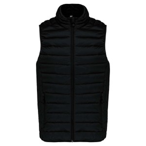 LADIES' LIGHTWEIGHT SLEEVELESS FAKE DOWN JACKET, Black <font size=1>[ENG]</font>