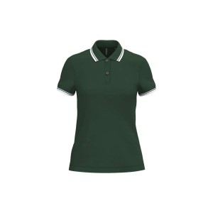 LADIE'S SHORT-SLEEVED POLOSHIRT WITH CONTRASTING PIPING, Forest Green/White <font size=1>[ENG]</font>