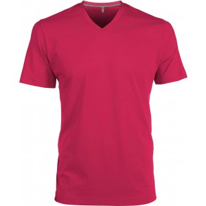 MEN'S SHORT-SLEEVED V-NECK T-SHIRT, Fuchsia <font size=1>[ENG]</font>