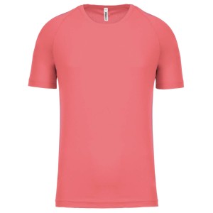 KIDS' SHORT SLEEVED SPORTS T-SHIRT, Coral (T-shirt, mixed fiber, synthetic)