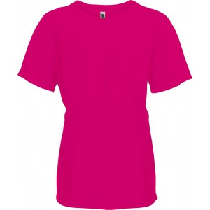 KIDS' SHORT SLEEVED SPORTS T-SHIRT, Fuchsia (T-shirt, mixed fiber, synthetic)