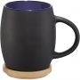 Hearth 400 ml ceramic mug with wooden lid/coaster, solid black,Blue