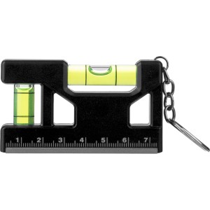 Recycled ABS spirit level keychain Indira, black <font size=1>[ENG]</font>