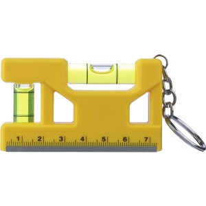 Recycled ABS spirit level keychain Indira, yellow <font size=1>[ENG]</font>