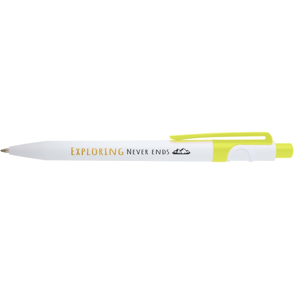 Unica recycled plastic ballpoint pen (blue ink), Lime green (Kunststoffkugelschreiber)