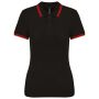 LADIE'S 2 STRIPED SHORT SLEEVED POLOSHIRT, Black/Red