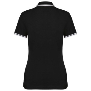 LADIE'S 2 STRIPED SHORT SLEEVED POLOSHIRT, Black/White (Polo shirt, 90-100% cotton)