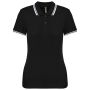 LADIE'S 2 STRIPED SHORT SLEEVED POLOSHIRT, Black/White