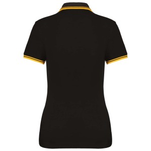 LADIE'S 2 STRIPED SHORT SLEEVED POLOSHIRT, Black/Yellow (Polo shirt, 90-100% cotton)