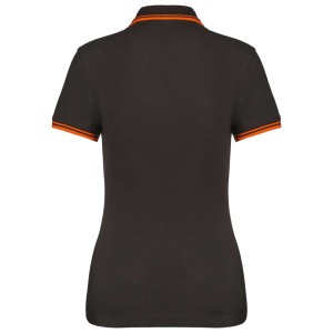 LADIE'S 2 STRIPED SHORT SLEEVED POLOSHIRT, Dark Grey/Orange (Polo shirt, 90-100% cotton)