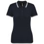 LADIE'S 2 STRIPED SHORT SLEEVED POLOSHIRT, Navy/White