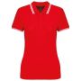 LADIE'S 2 STRIPED SHORT SLEEVED POLOSHIRT, Red/White