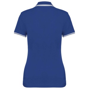 LADIE'S 2 STRIPED SHORT SLEEVED POLOSHIRT, Royal Blue/White (Polo shirt, 90-100% cotton)