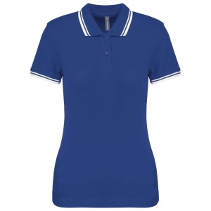 LADIE'S 2 STRIPED SHORT SLEEVED POLOSHIRT, Royal Blue/White (Polo shirt, 90-100% cotton)