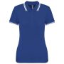 LADIE'S 2 STRIPED SHORT SLEEVED POLOSHIRT, Royal Blue/White