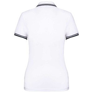 LADIE'S 2 STRIPED SHORT SLEEVED POLOSHIRT, White/Navy (Polo shirt, 90-100% cotton)