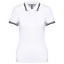 LADIE'S 2 STRIPED SHORT SLEEVED POLOSHIRT, White/Navy