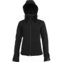 LADIES' DETACHABLE HOODED SOFTSHELL JACKET, Black