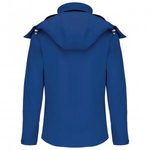 LADIES' DETACHABLE HOODED SOFTSHELL JACKET, Dark Royal Blue (Jackets)