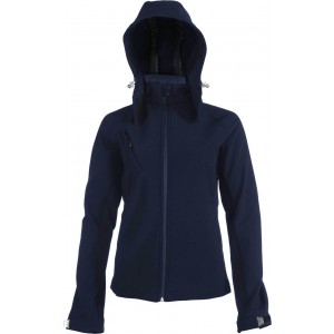 LADIES' DETACHABLE HOODED SOFTSHELL JACKET, Navy (Jackets)