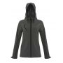 LADIES' DETACHABLE HOODED SOFTSHELL JACKET, Titanium