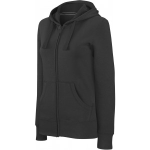 LADIES' FULL ZIP HOODED SWEATSHIRT, Black (Pullovers)