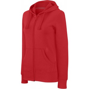 LADIES' FULL ZIP HOODED SWEATSHIRT, Red (Pullovers)