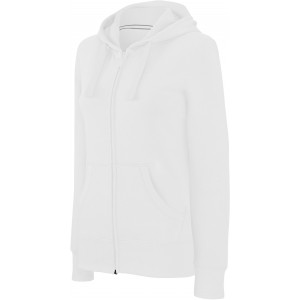 LADIES' FULL ZIP HOODED SWEATSHIRT, White (Pullovers)