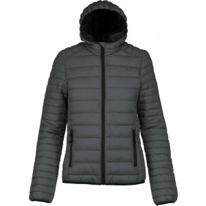 LADIES' LIGHTWEIGHT HOODED PADDED JACKET, Marl Dark Grey (Jackets)