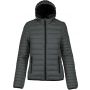 LADIES' LIGHTWEIGHT HOODED PADDED JACKET, Marl Dark Grey