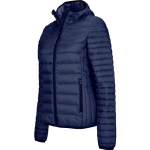 LADIES' LIGHTWEIGHT HOODED PADDED JACKET, Navy (Jackets)