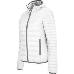 LADIES' LIGHTWEIGHT HOODED PADDED JACKET, White (Jackets)