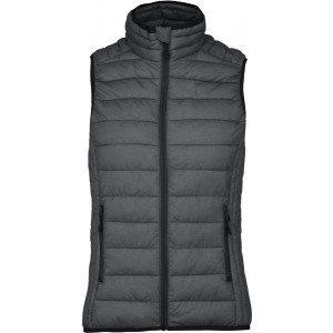 LADIES' LIGHTWEIGHT SLEEVELESS FAKE DOWN JACKET, Marl Dark Grey (Vests)