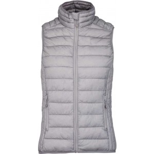 LADIES' LIGHTWEIGHT SLEEVELESS FAKE DOWN JACKET, Marl Silver (Vests)