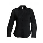 LADIES' LONG-SLEEVED COTTON POPLIN SHIRT, Black (KA542BL)