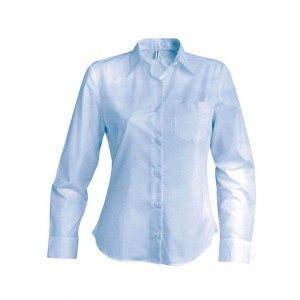 LADIES' LONG-SLEEVED COTTON POPLIN SHIRT, Bright Sky (shirt)