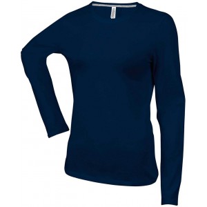 LADIES' LONG-SLEEVED CREW NECK T-SHIRT, Navy (Long-sleeved shirt)