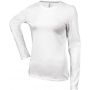 LADIES' LONG-SLEEVED CREW NECK T-SHIRT, White