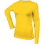 LADIES' LONG-SLEEVED CREW NECK T-SHIRT, Yellow