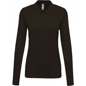 LADIES? LONG-SLEEVED PIQU POLO SHIRT, Dark Grey (Long-sleeved shirt)