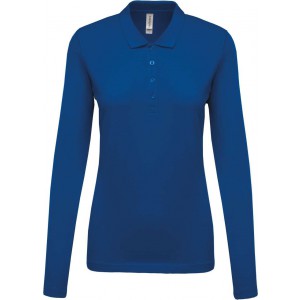 LADIES? LONG-SLEEVED PIQU POLO SHIRT, Light Royal Blue (Long-sleeved shirt)