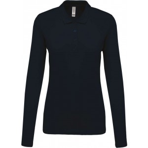 LADIES? LONG-SLEEVED PIQU POLO SHIRT, Navy (Long-sleeved shirt)