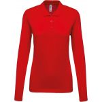 LADIES? LONG-SLEEVED PIQU POLO SHIRT, Red (KA257RE)