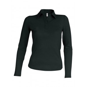 LADIES' LONG-SLEEVED POLO SHIRT, Black (Long-sleeved shirt)