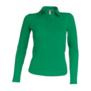 LADIES' LONG-SLEEVED POLO SHIRT, Kelly Green (Long-sleeved shirt)