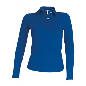 LADIES' LONG-SLEEVED POLO SHIRT, Light Royal Blue (Long-sleeved shirt)