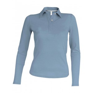 LADIES' LONG-SLEEVED POLO SHIRT, Sky Blue (Long-sleeved shirt)