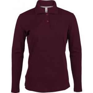 LADIES' LONG-SLEEVED POLO SHIRT, Wine (Long-sleeved shirt)